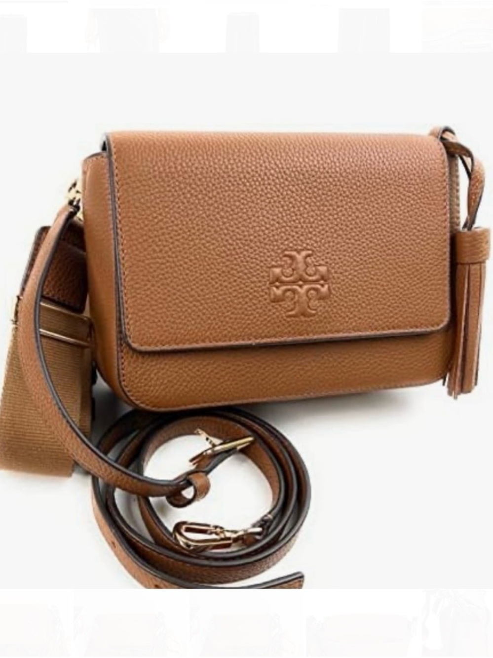 Tory Burch Thea Flap Crossbody Bag  Pebbled Leather w/Tassel. 
MINT CONDITION